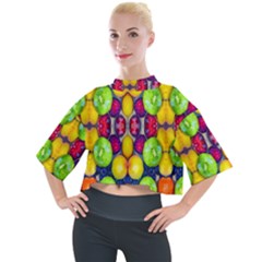 Fruits And Vegetables Pattern Mock Neck Tee by dflcprintsclothing