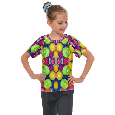 Fruits And Vegetables Pattern Kids  Mesh Piece Tee by dflcprintsclothing