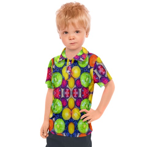 Fruits And Vegetables Pattern Kids  Polo Tee by dflcprintsclothing