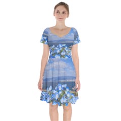 Floral Nature Short Sleeve Bardot Dress by Sparkle