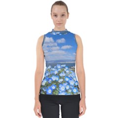 Floral Nature Mock Neck Shell Top by Sparkle