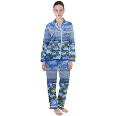 Floral Nature Satin Long Sleeve Pyjamas Set by Sparkle