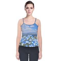 Floral Nature Velvet Spaghetti Strap Top by Sparkle