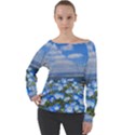 Floral Nature Off Shoulder Long Sleeve Velour Top View1