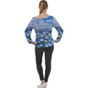 Floral Nature Off Shoulder Long Sleeve Velour Top View2