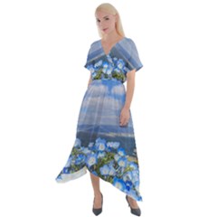 Floral Nature Cross Front Sharkbite Hem Maxi Dress by Sparkle