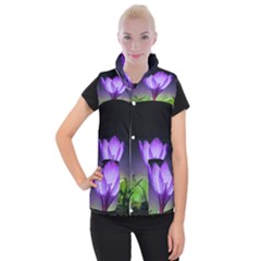 Flower Women s Button Up Vest by Sparkle