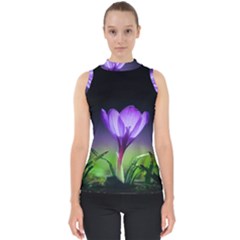 Flower Mock Neck Shell Top by Sparkle