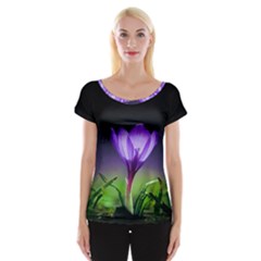 Floral Nature Cap Sleeve Top by Sparkle