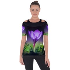 Floral Nature Shoulder Cut Out Short Sleeve Top by Sparkle