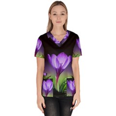 Floral Nature Women s V-neck Scrub Top by Sparkle