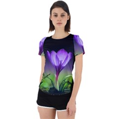 Flower Back Cut Out Sport Tee by Sparkle