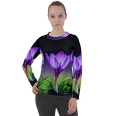 Flower Women s Long Sleeve Raglan Tee