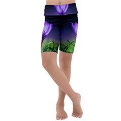 Floral Nature Kids  Lightweight Velour Cropped Yoga Leggings by Sparkle