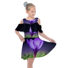 Floral Nature Kids  Shoulder Cutout Chiffon Dress by Sparkle