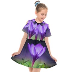 Floral Nature Kids  Short Sleeve Shirt Dress