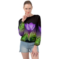 Floral Nature Banded Bottom Chiffon Top by Sparkle