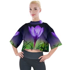 Floral Nature Mock Neck Tee