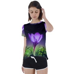 Floral Nature Short Sleeve Foldover Tee by Sparkle