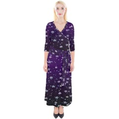 Stars Quarter Sleeve Wrap Maxi Dress