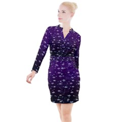 Stars Button Long Sleeve Dress by Sparkle