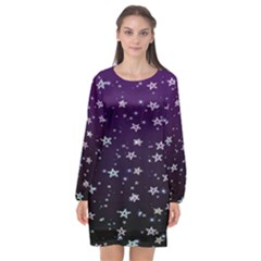 Stars Long Sleeve Chiffon Shift Dress 