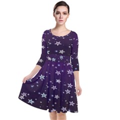 Stars Quarter Sleeve Waist Band Dress by Sparkle