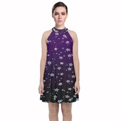 Stars Velvet Halter Neckline Dress 