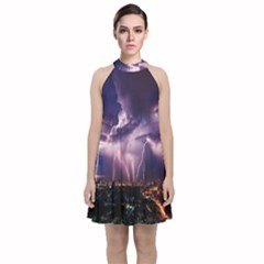 Spark Velvet Halter Neckline Dress  by Sparkle