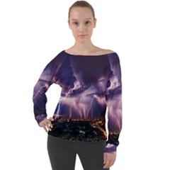 Spark Off Shoulder Long Sleeve Velour Top by Sparkle