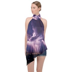 Spark Halter Asymmetric Satin Top by Sparkle