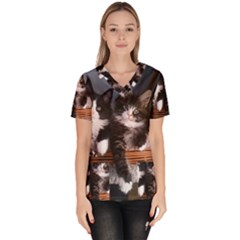 Cats Brothers Women s V-neck Scrub Top by Sparkle