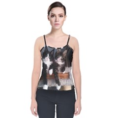 Cats Brothers Velvet Spaghetti Strap Top by Sparkle