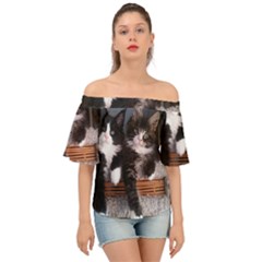 Cats Brothers Off Shoulder Short Sleeve Top by Sparkle