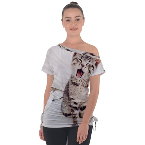 Laughing Kitten Tie-up Tee by Sparkle