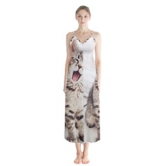 Laughing Kitten Button Up Chiffon Maxi Dress by Sparkle