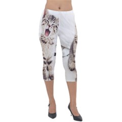 Laughing Kitten Lightweight Velour Capri Leggings  by Sparkle