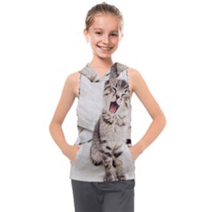 Laughing Kitten Kids  Sleeveless Hoodie by Sparkle