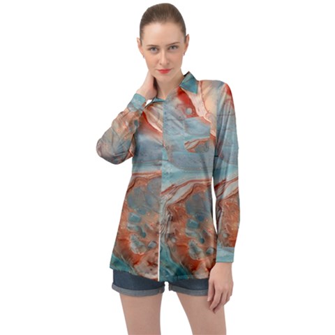 Colorful Long Sleeve Satin Shirt by Sparkle