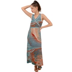 Colorful V-neck Chiffon Maxi Dress by Sparkle