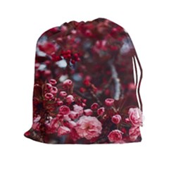 Red Floral Drawstring Pouch (2xl) by Sparkle