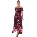 Red Floral Off Shoulder Open Front Chiffon Dress View1