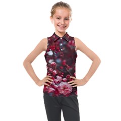 Red Floral Kids  Sleeveless Polo Tee