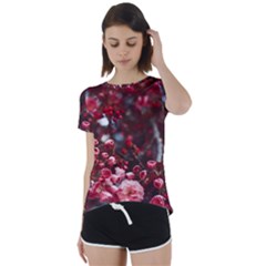 Red Floral Short Sleeve Foldover Tee by Sparkle