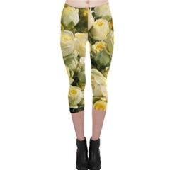 Yellow Roses Capri Leggings  by Sparkle