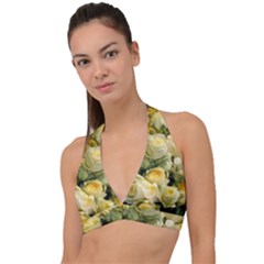 Yellow Roses Halter Plunge Bikini Top by Sparkle