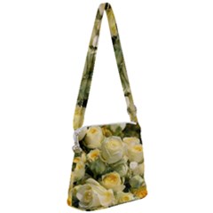 Yellow Roses Zipper Messenger Bag by Sparkle