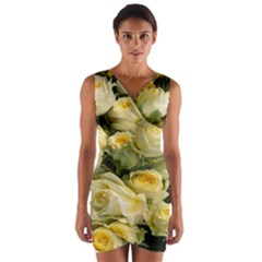 Yellow Roses Wrap Front Bodycon Dress