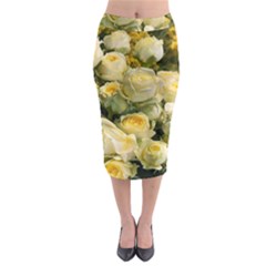 Yellow Roses Midi Pencil Skirt by Sparkle