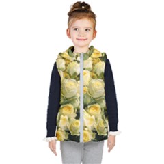 Yellow Roses Kids  Hooded Puffer Vest by Sparkle